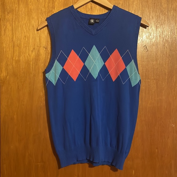 •J.KHAKIS•LITTLE BOYS SIZE LARGE BLUE COLORFUL DIAMOND PRINT SWEATER VEST - Picture 5 of 6